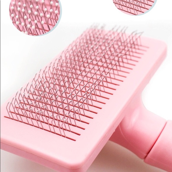 Pet grooming slicker brush- rectangle head- Pink - Picture 2 of 7
